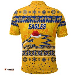 West Coast Eagles Polo Shirt Christmas Simple Style - Gold