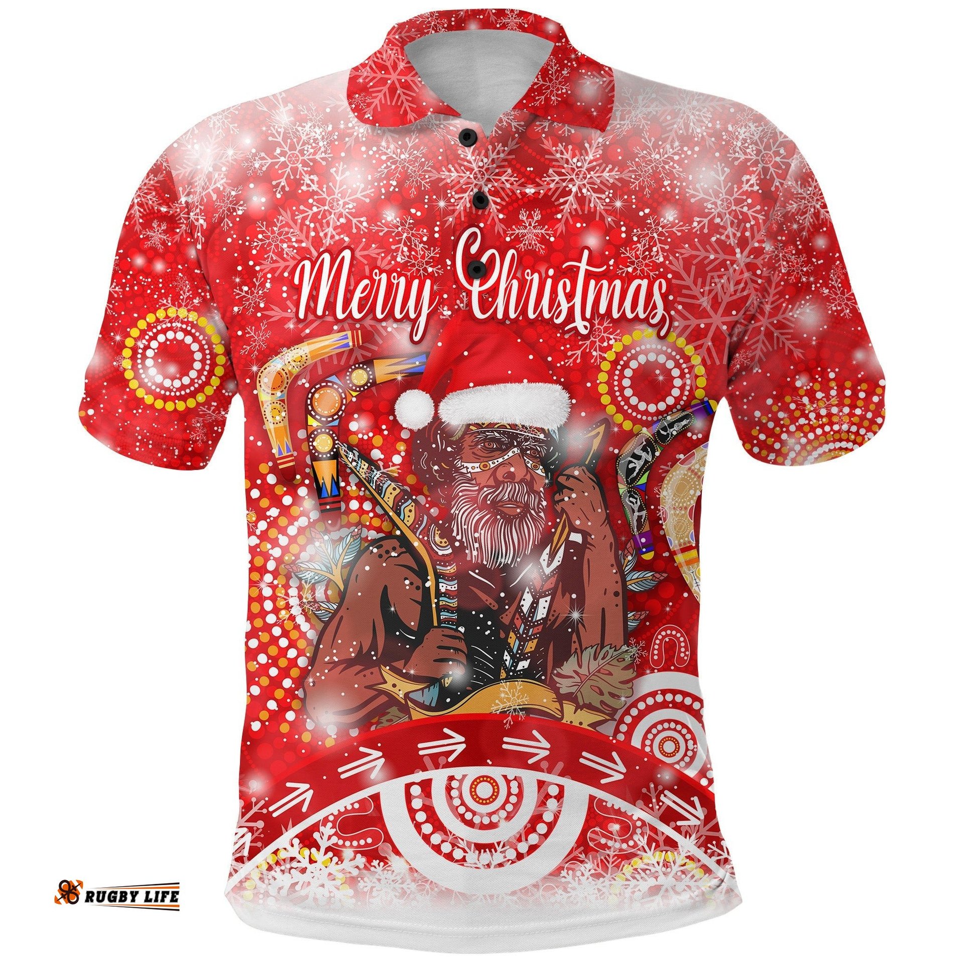 Custom Personalised Australia Boomerang Indigenous Vibes Christmas Polo Shirt Original Style - Red