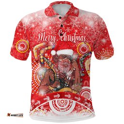 Custom Personalised Australia Boomerang Indigenous Vibes Christmas Polo Shirt Original Style - Red