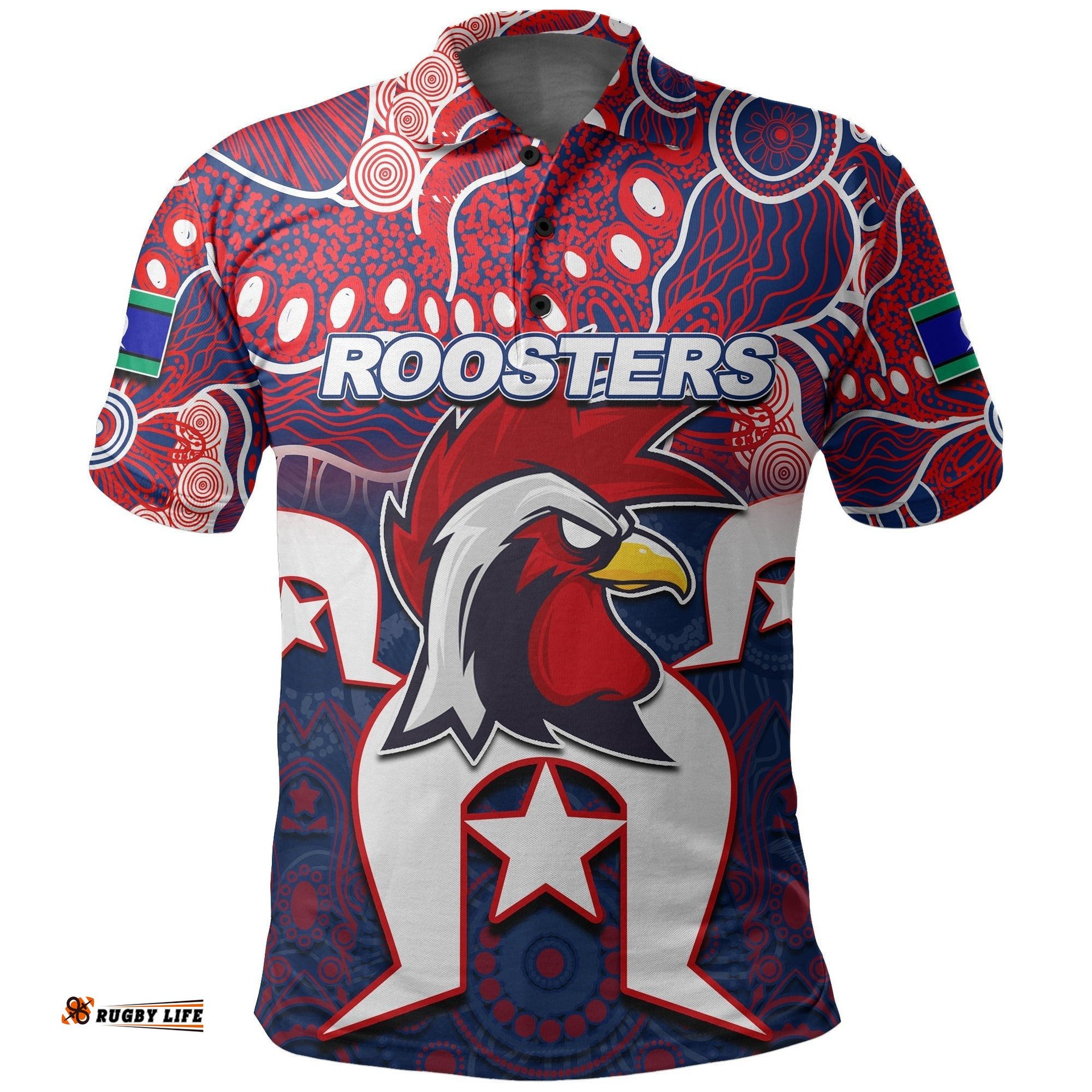 Custom Personalised Roosters Torres Strait Islanders Mix Aboriginal Polo Shirt
