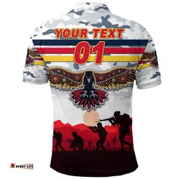Custom Personalised Adelaide Crows ANZAC Polo Shirt Simple Style - White
