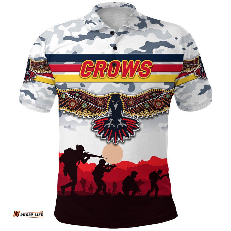 Custom Personalised Adelaide Crows ANZAC Polo Shirt Simple Style - White