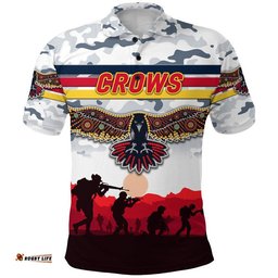 Custom Personalised Adelaide Crows ANZAC Polo Shirt Simple Style - White