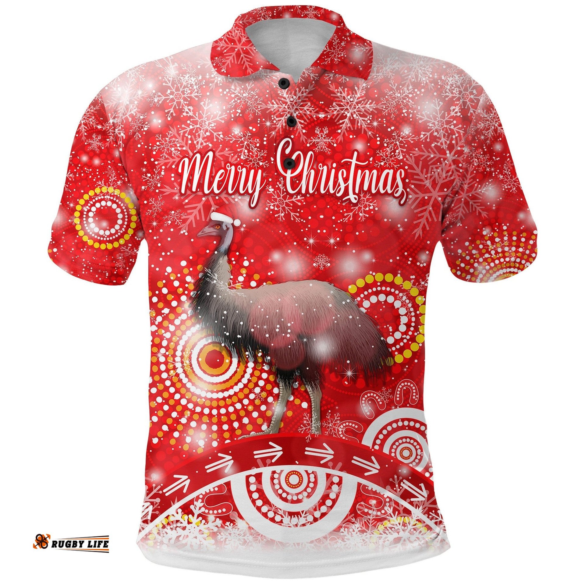 Australian Emu Christmas Polo Shirt Original Style - Red