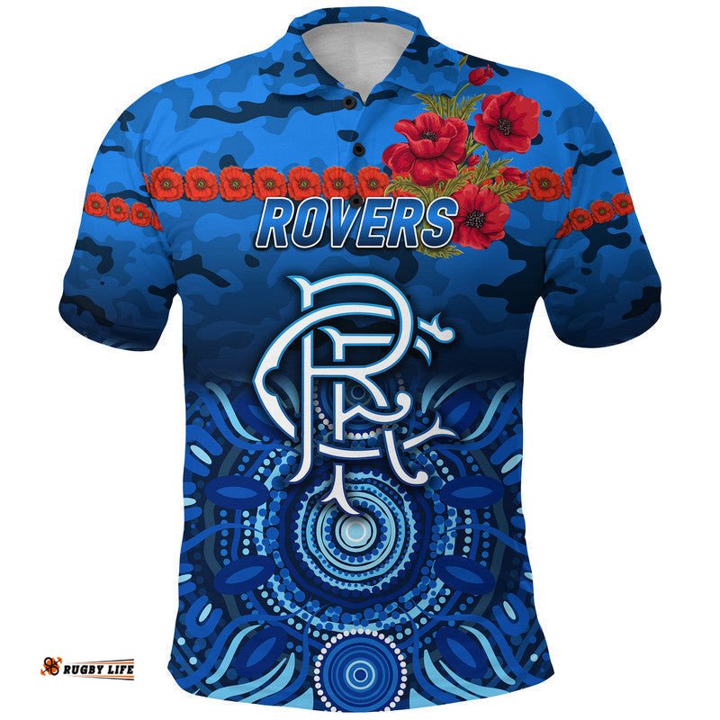 Custom Personalised Rovers Football Club ANZAC Polo Shirt Indigenous Vibes