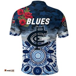 Carlton Blues ANZAC Polo Shirt Indigenous Vibes