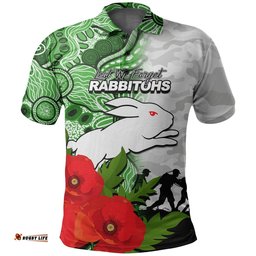Custom PersonalisedRabbitohs Anzac Day Aboriginal Mix Army Patterns Polo Shirt