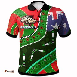 Rabbitohs Aboriginal Rugby Polo Shirt - The Indigenous Bunnies's Army RLT13