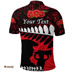 Custom Personalised New Zealand Maori ANZAC Polo Shirt Remembrance Soldier - Red