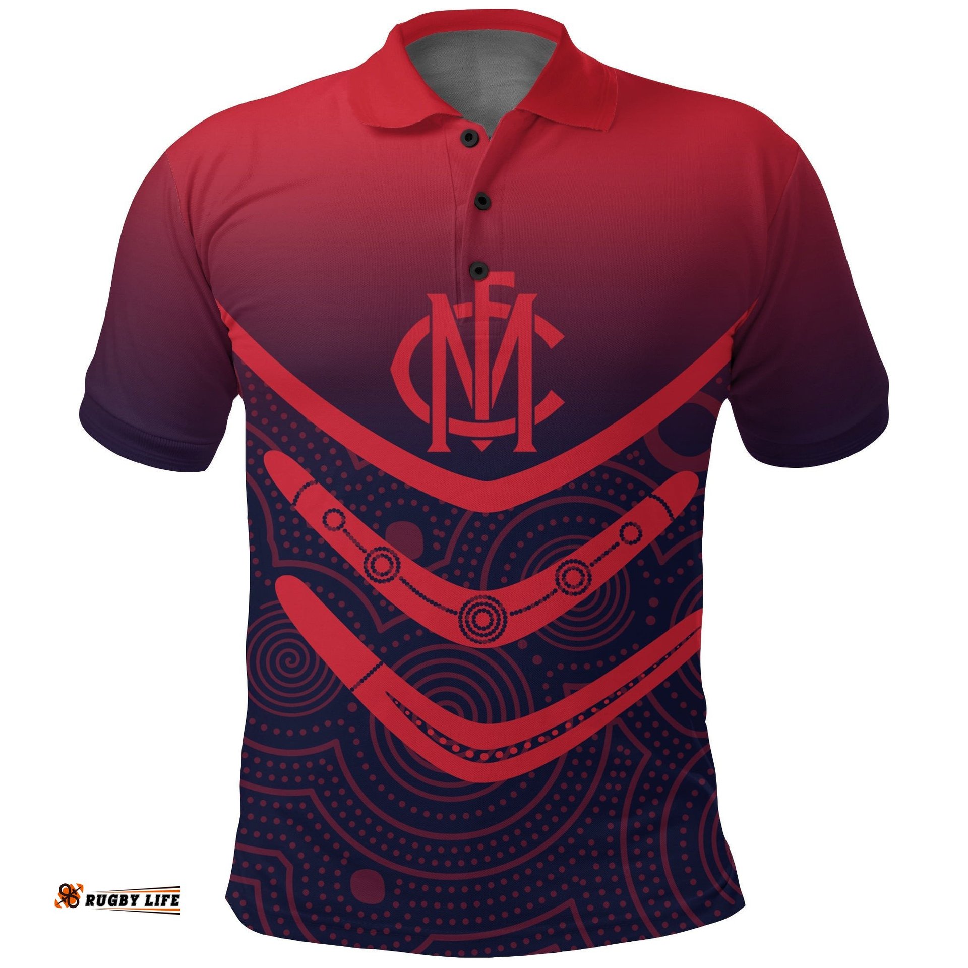 Melbourne Demons Polo Shirt - Aboriginal Dot Painting -
