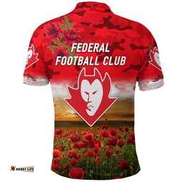 Federal Football Club ANZAC Polo Shirt Poppy Vibes