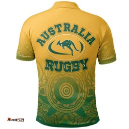 Wallabies Rugby Polo Shirt - Kangaroo and Coat Of Arms Polo Shirt RLT13