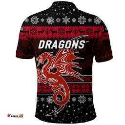 St. George Illawarra Dragons Polo Shirt Christmas Simple Style - Black