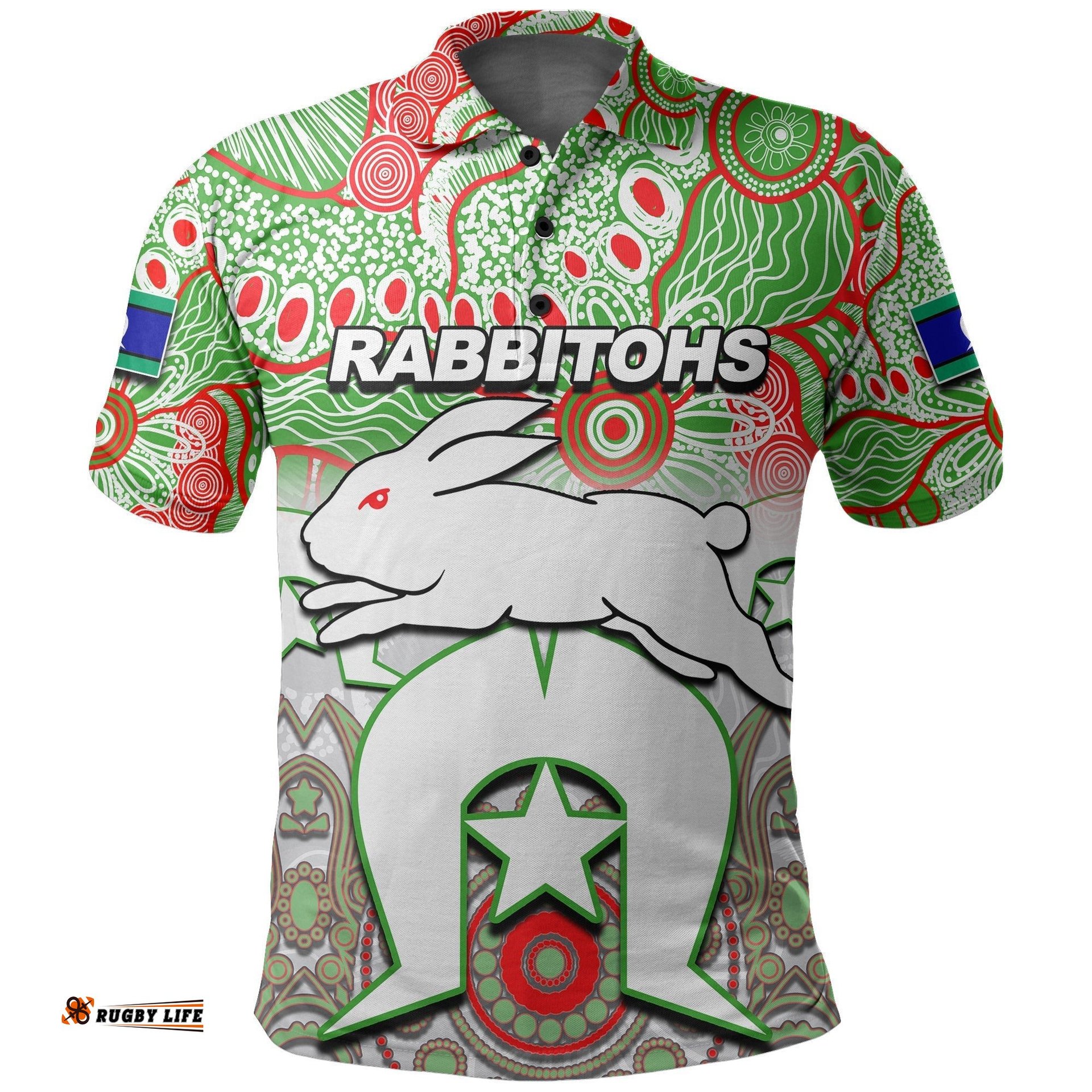 Custom Personalised Rabbitohs Torres Strait Islanders Mix Aboriginal Polo Shirt