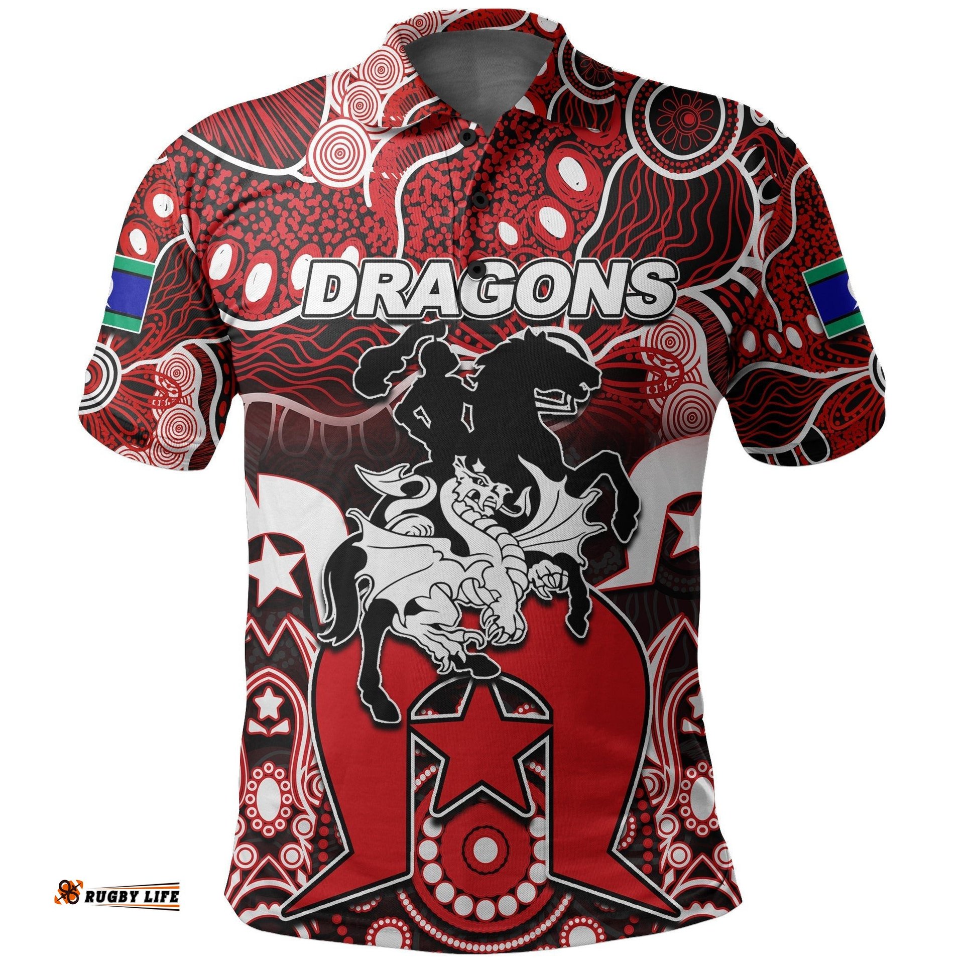 Custom Personalised Dragons Torres Strait Islanders Mix Aboriginal Polo Shirt