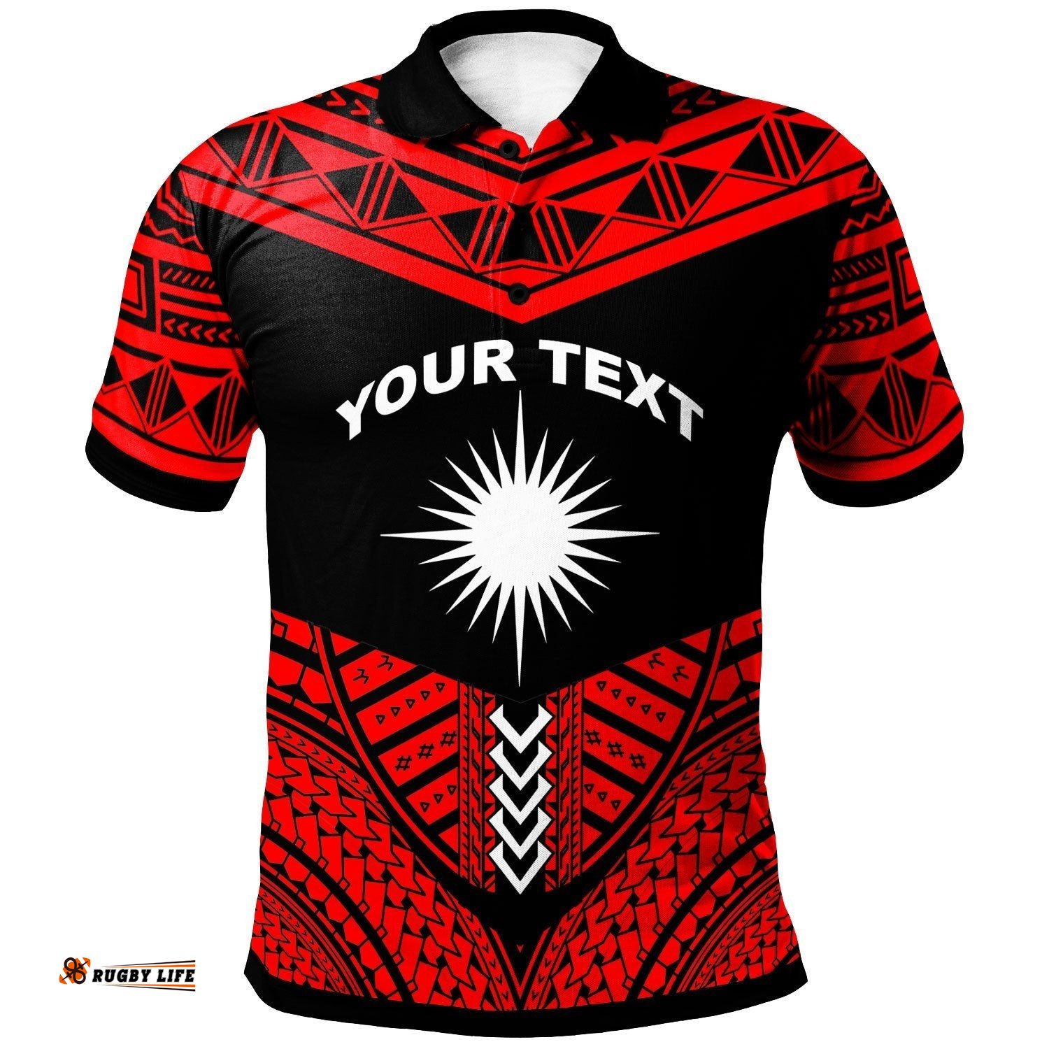 Marshall Island Custom Personalised Polo Shirt - Tribal Pattern Cool Style Red Color