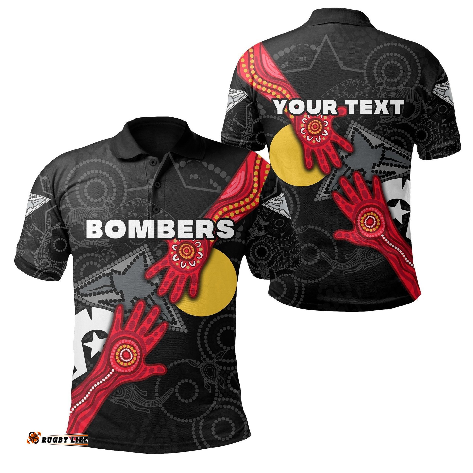 Custom Personalised Bombers Naidoc Week Polo Shirt Essendon Aboriginal