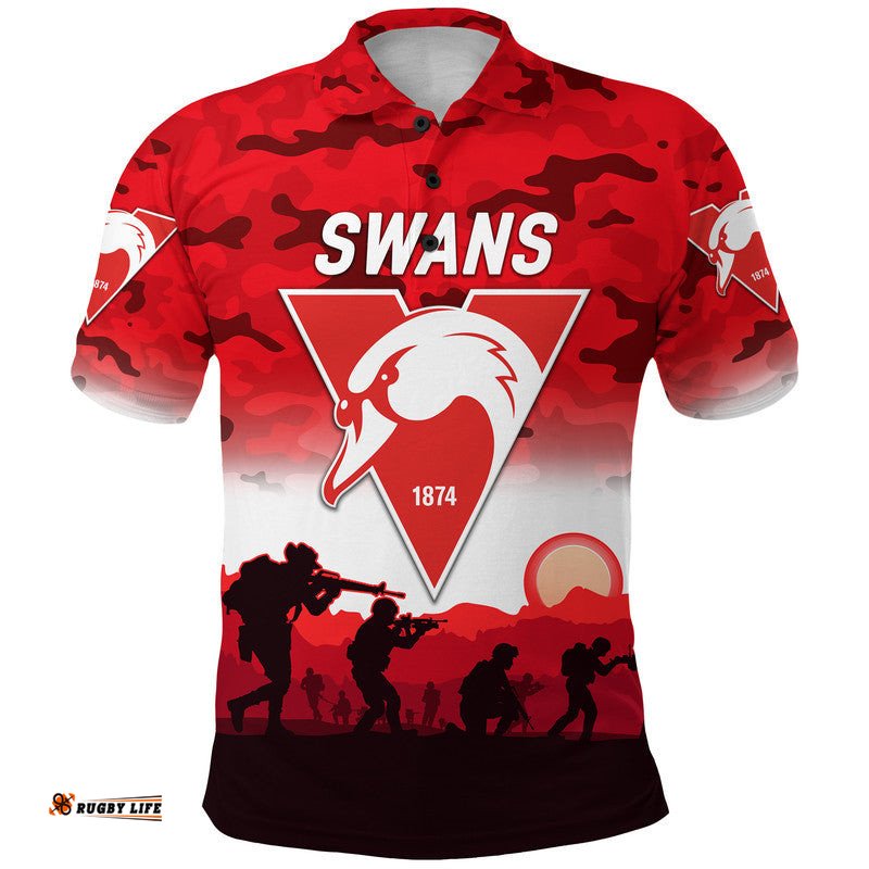 Custom Personalised Sydney Swans ANZAC Polo Shirt Simple Style