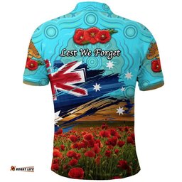 Australia Aboriginal ANZAC Polo Shirt Poppy Vibes - Blue