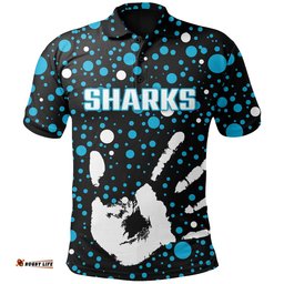 Custom Personalised Sharks Rugby Indigenous Polo Shirt Minimalism Version, Custom Text and Number