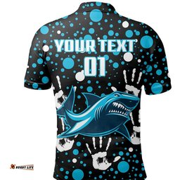 Custom Personalised Sharks Rugby Indigenous Polo Shirt Minimalism Version, Custom Text and Number