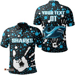 Custom Personalised Sharks Rugby Indigenous Polo Shirt Minimalism Version, Custom Text and Number