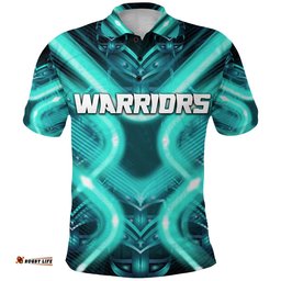 Custom Personalised New Zealand Warriors Rugby Polo Shirt Original Style - Turquoise, Custom Text And Number