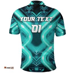 Custom Personalised New Zealand Warriors Rugby Polo Shirt Original Style - Turquoise, Custom Text And Number