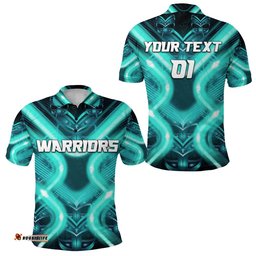Custom Personalised New Zealand Warriors Rugby Polo Shirt Original Style - Turquoise, Custom Text And Number