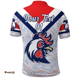 Custom Personalised TI TREE Roosters Polo Shirt 2021 Indigenous Vibes - White, Custom Text And Number