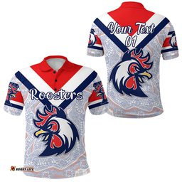 Custom Personalised TI TREE Roosters Polo Shirt 2021 Indigenous Vibes - White, Custom Text And Number