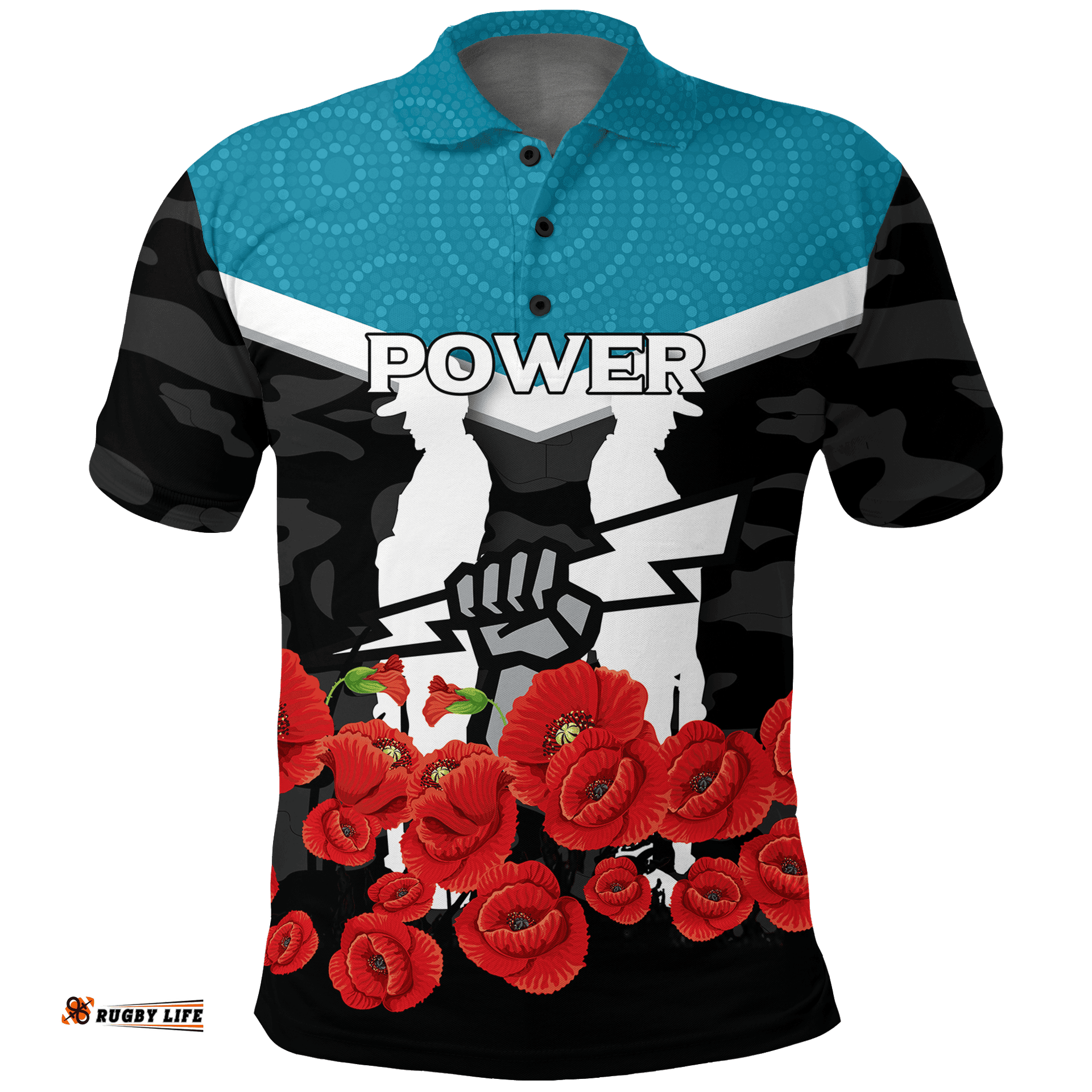 Port Adelaide Power Anzac Day Indigenous Art Polo Shirt -