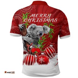 Australia Koala Aboriginal Polo Shirt Merry Christmas