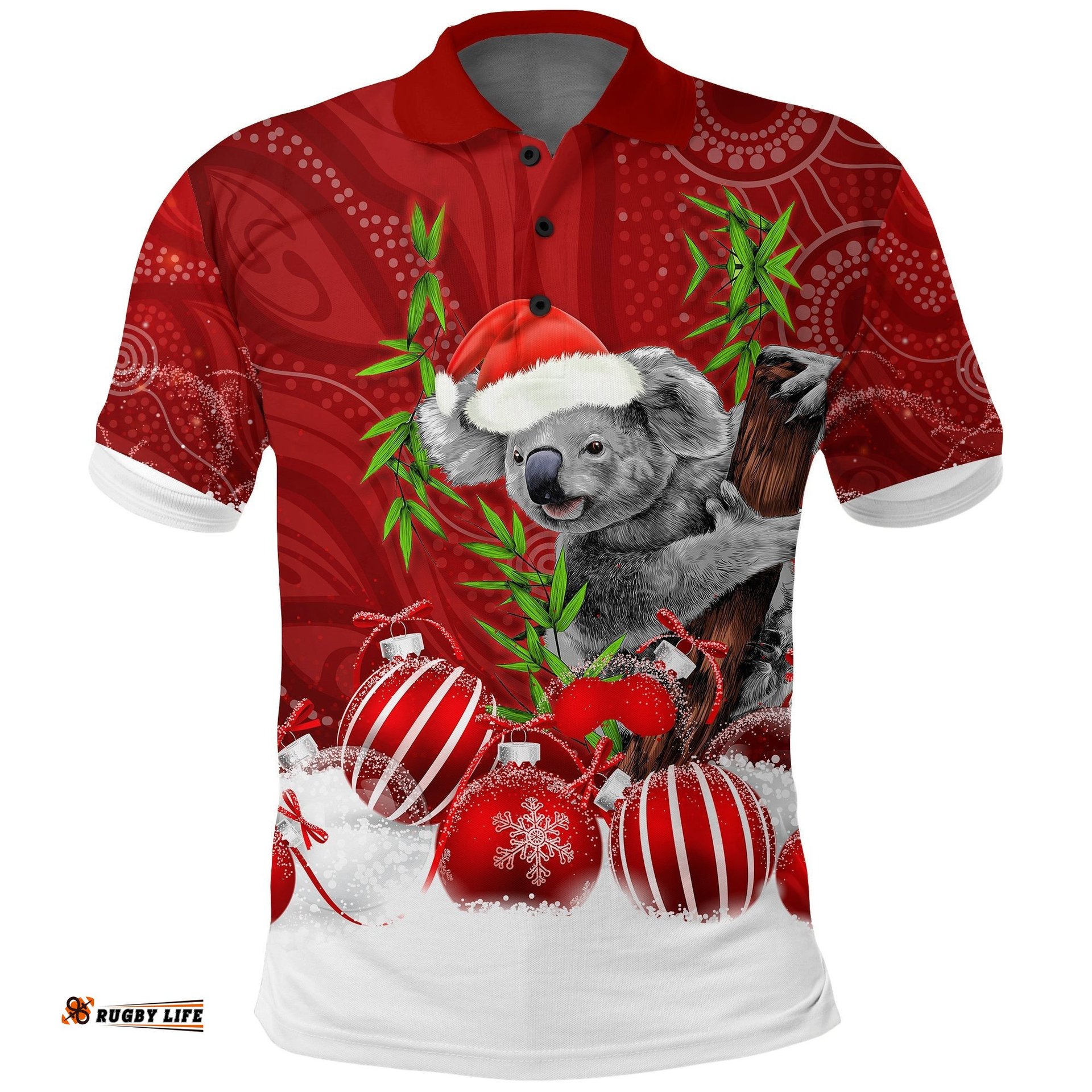 Australia Koala Aboriginal Polo Shirt Merry Christmas