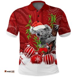 Australia Koala Aboriginal Polo Shirt Merry Christmas