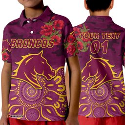 Custom Personalised Brisbane Broncos ANZAC 2022 Polo Shirt Indigenous Vibes