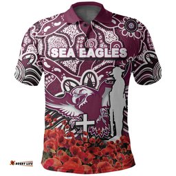 Sea Eagles Polo Shirts Anzac Day Poppy Flowers With Aboriginal