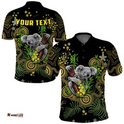 Custom Personalised Golden Wattle Polo Shirt Australia Acacia Pycnantha Mix Aboriginal