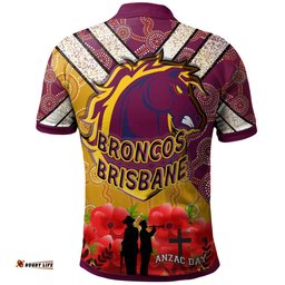 Broncos Rugby Polo Shirt - Aboriginal And Anzac Day With Poppy Flower Patterns Polo Shirt