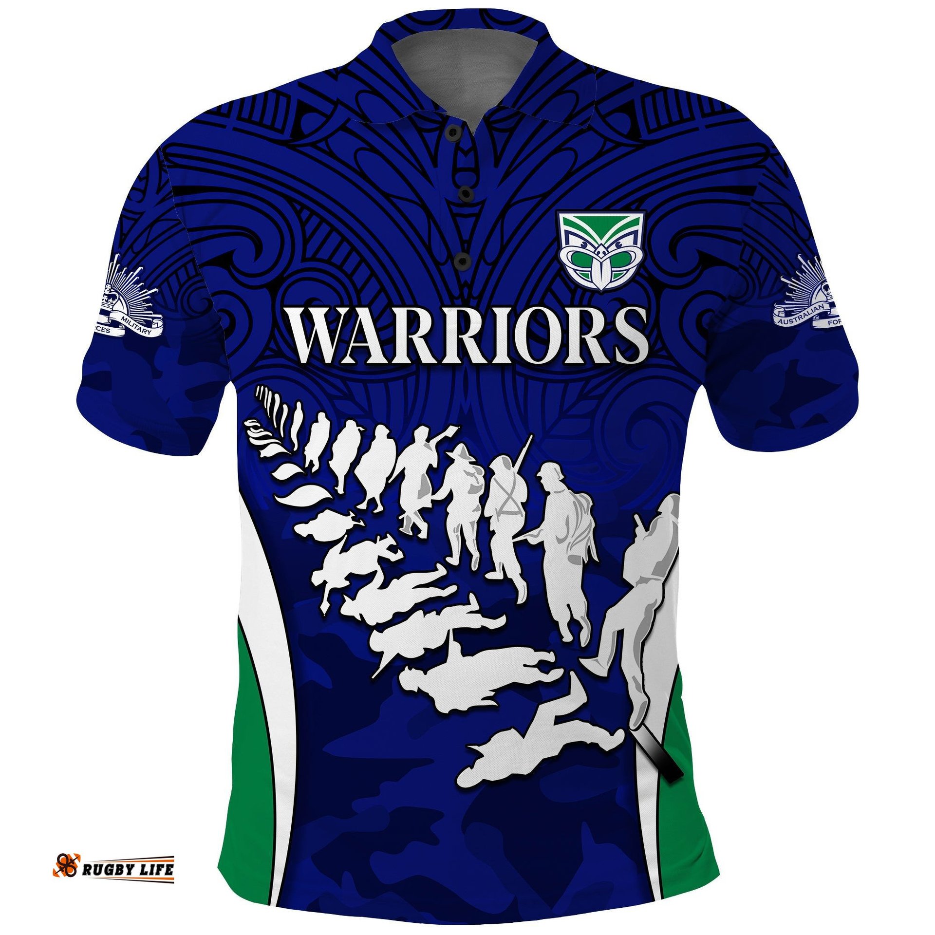 Warriors Anzac 2022 Polo Shirt Maori Pattern Always Remember Them