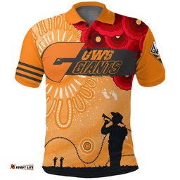 Custom Personalised GWS Giants Indigenous Anzac Day Polo Shirt We Will Remember