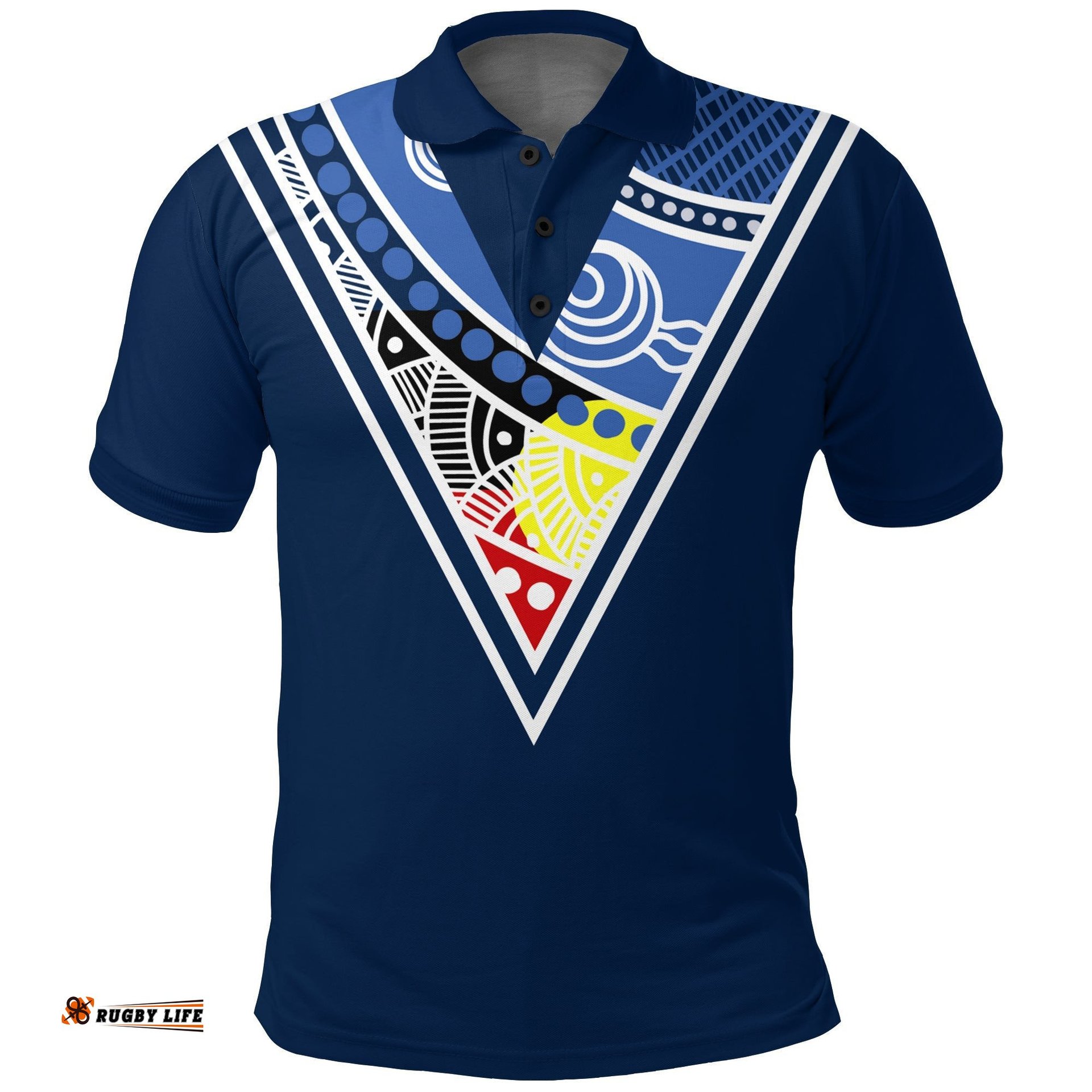 Custom Personalised Cricket Victoria Polo Shirt - Indigenous Dot Painting Art -