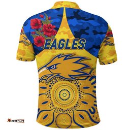 West Coast Eagles ANZAC Polo Shirt Indigenous Vibes - Gold