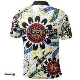 Australia Indigenous Rugby Polo Shirt All Stars Sporty Style White
