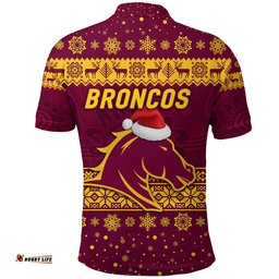 Brisbane Broncos Polo Shirt Christmas Simple Style - Maroon