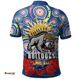 Bulldogs Rugby Polo Shirt- Aboriginal And Anzac Day With Poppy Flower Patterns Polo Shirt