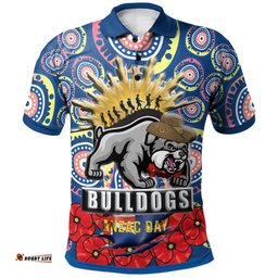 Bulldogs Rugby Polo Shirt- Aboriginal And Anzac Day With Poppy Flower Patterns Polo Shirt