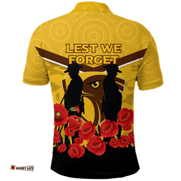 Hawks Anzac Day Polo Shirt - Indigenous Art -