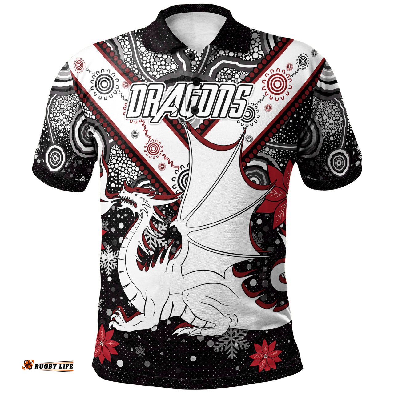 St. George Christmas Polo Shirt - Custom Christmas Indigenous Dragons Polo Shirt RLT13