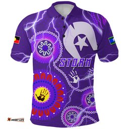 Custom Personalised Melbourne Storm Indigenous Polo Shirt Strait Islanders
